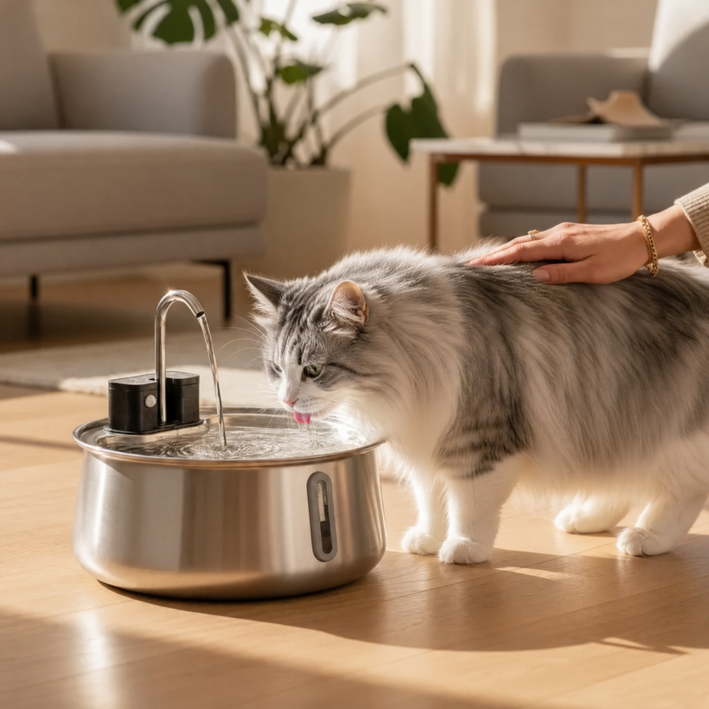 PurrWell™ Vannfontene i Rustfritt Stål